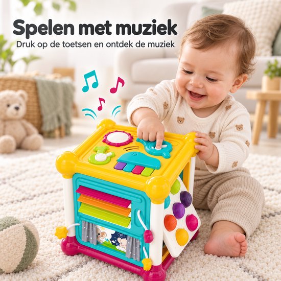 Activiteiten Kubus 6-in-1 - Baby Speelgoed vanaf 6 Maanden - Sensorisch Speelgoed - Speelgoed 1 Jaar van Goodway — afbeelding 2