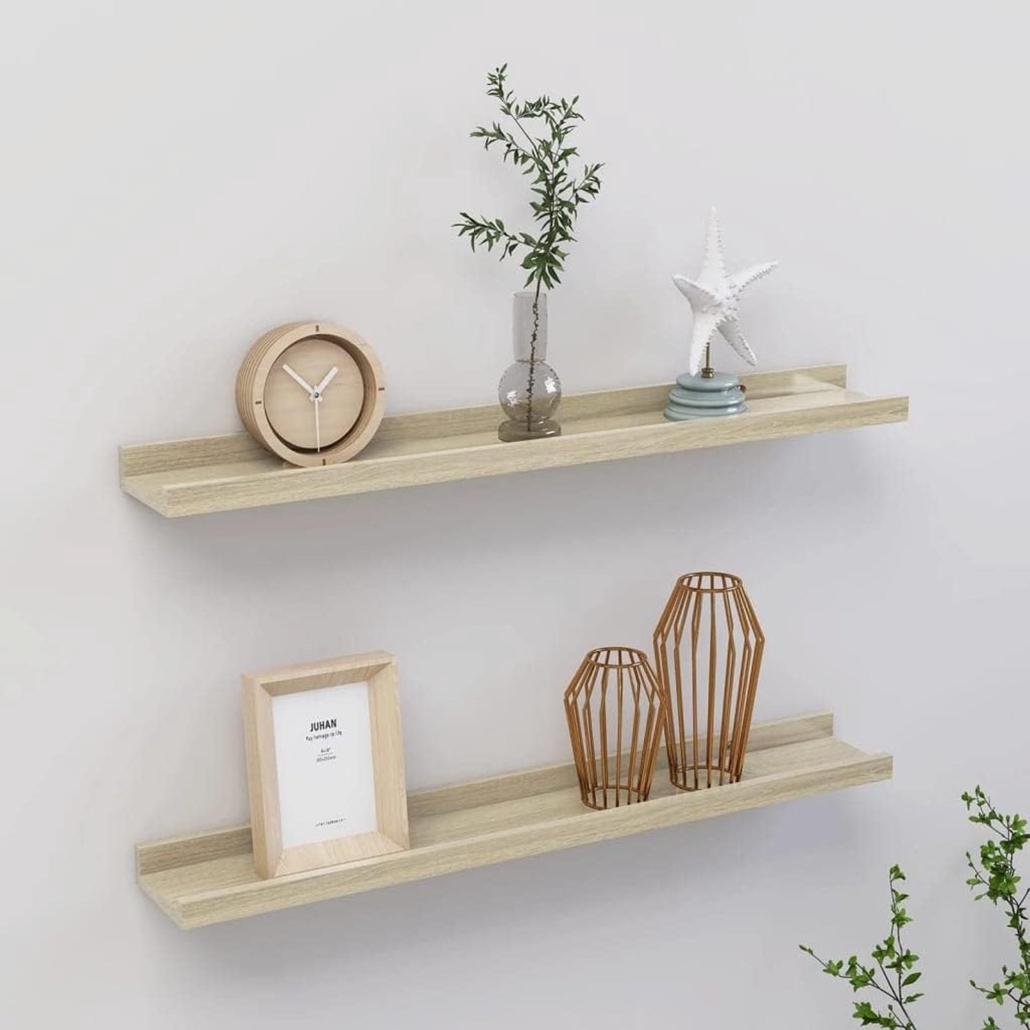 Zwevende planken wandplanken 2 stuks. Sonoma-eiken 60 x 9 x 3 cm voor woonkamer keuken kantoor badkamer