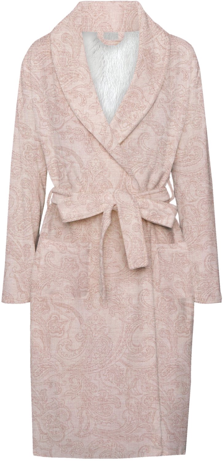 Zohome Badjas Paisley di Lino - Kamerjas voor Dames en Heren - Ochtendjas - Geschikt voor de Sauna - Roze Shell Nude