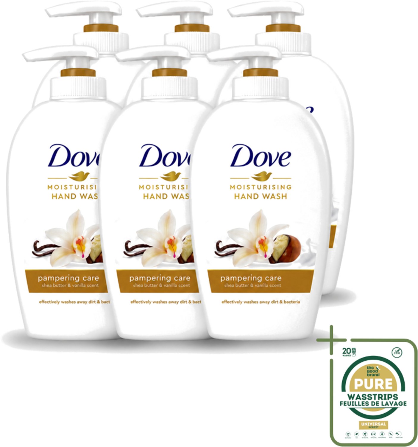6 x Dove - Handzeep - Pampering Care - Verzachtend - 250 ml - Wasstrips - Handzeep - Shea Butter - Hydraterende Handzeep - Verzorgende Handzeep - Kalmerende Handzeep