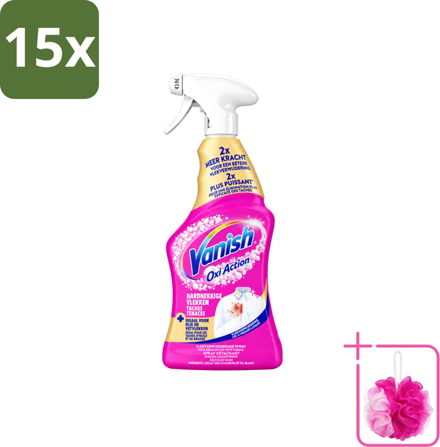 15 x Vanish – Vlekverwijderaar Spray – Hardnekkige Vlekken – 500 ml - Bulkverpakking - Vlekkenverwijderaar - Douchemop - Hardnekkige vlekken