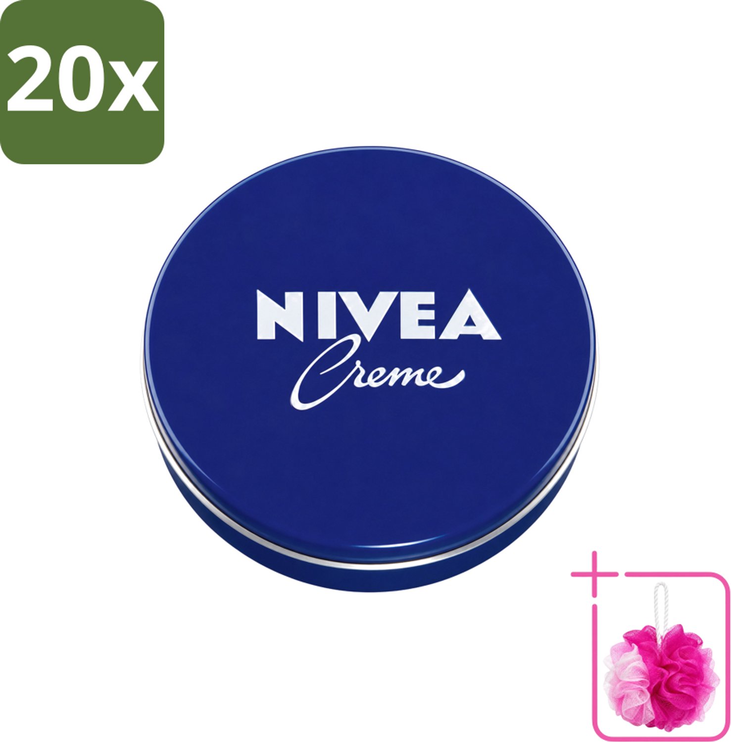 20 x Nivea – Crème – Voor Gezicht, Handen en Lichaam – 250 ml - Bulkverpakking - Nivea Crème - Douchemop - Gezichtscreme