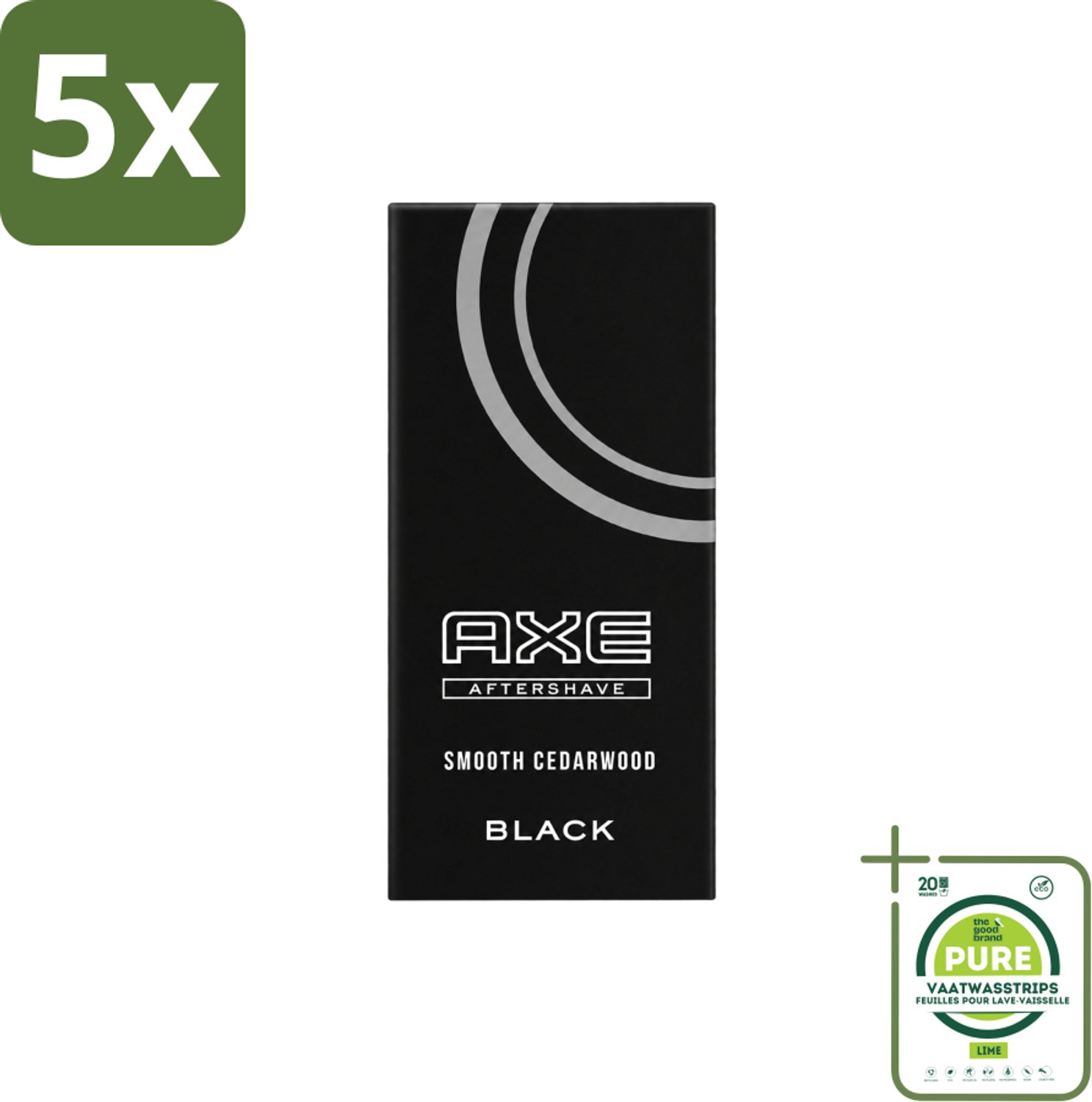 5 x Axe – Aftershave – Black – 100 ml - Grootverpakking - Vaatwasstrips - Aftershave - Huidverzorging - Scheren - Kalmerende Geur - Subtiele Geur