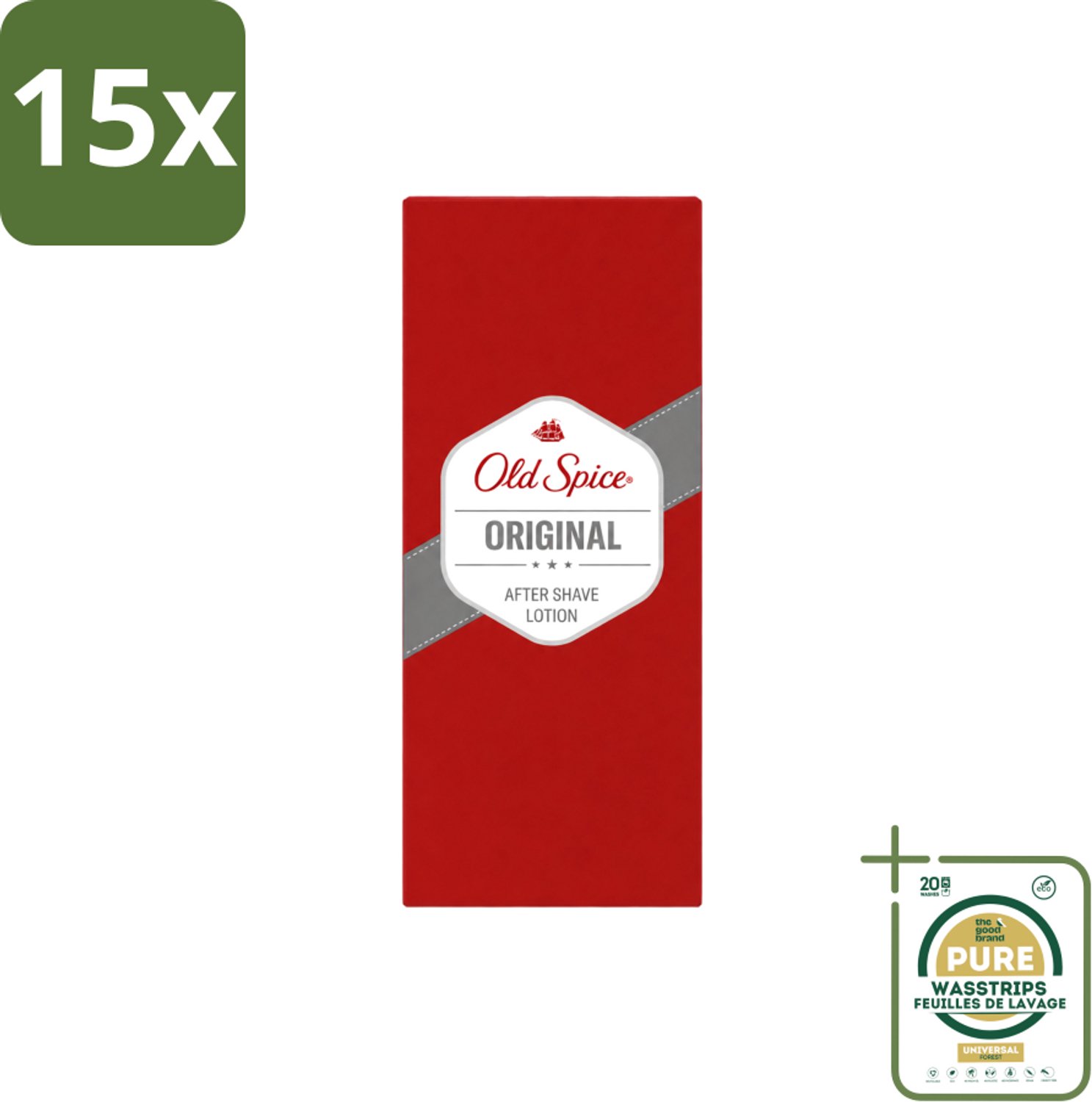 15 x Old Spice - Original - Aftershave Lotion - Verfrissend - 100 ml - Wasstrips - Aftershave Lotion - Aftershave - Mannelijke Geur - Huid Verzorging - Scheren Na