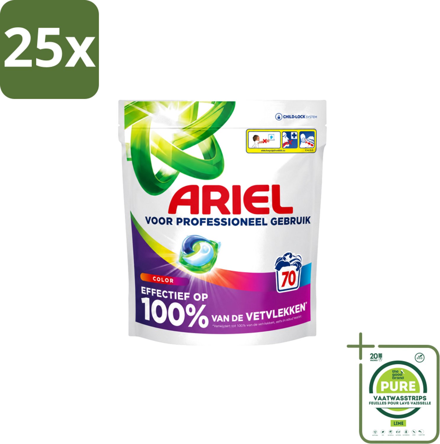 25 x Ariel – Wasmiddel Pods – All-in-1 Color – Kleurbehoud – 70 wasbeurten - Grootverpakking - Vaatwasstrips - Kleurbescherming - Wasmiddel - Wasbeurt - Wasmachine - Vlekverwijdering