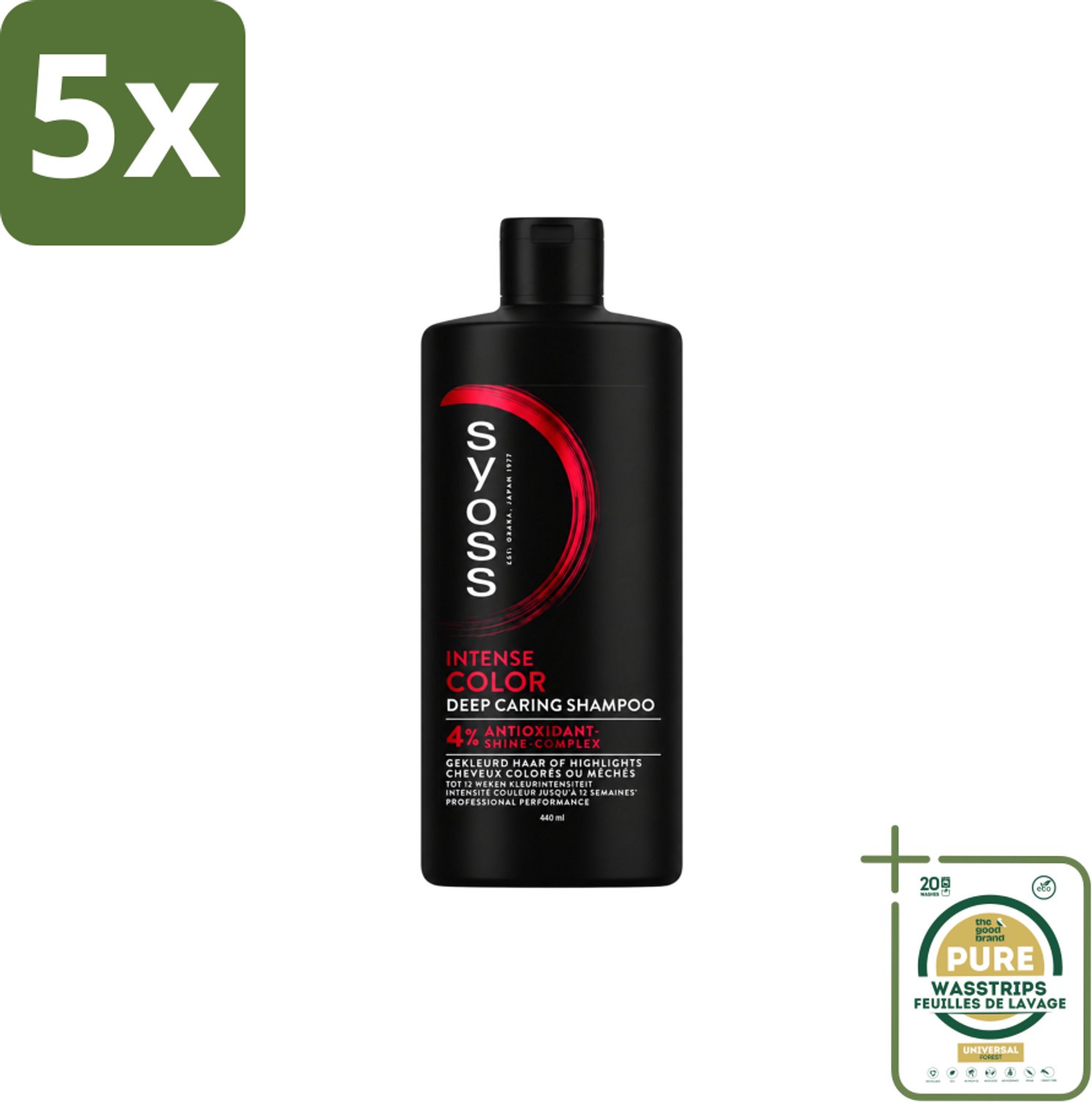 5 x Syoss – Shampoo – Color – 440 ml - Wasstrips - Kleurbeschermende Shampoo - Gekleurd Haar - Highlights - Kleurvervaging - Glans