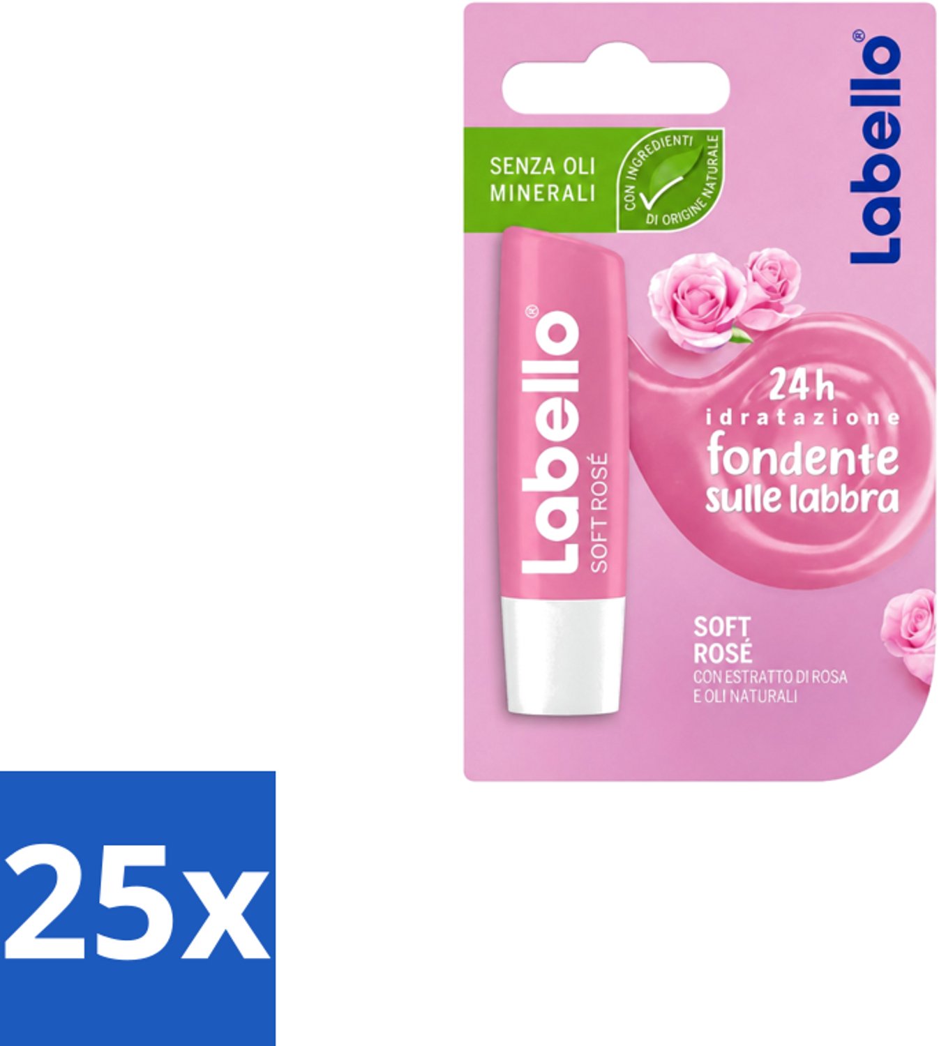 25 x Labello – Lippenbalsem – Soft Rosé - Voordeelverpakking - 25 stuks