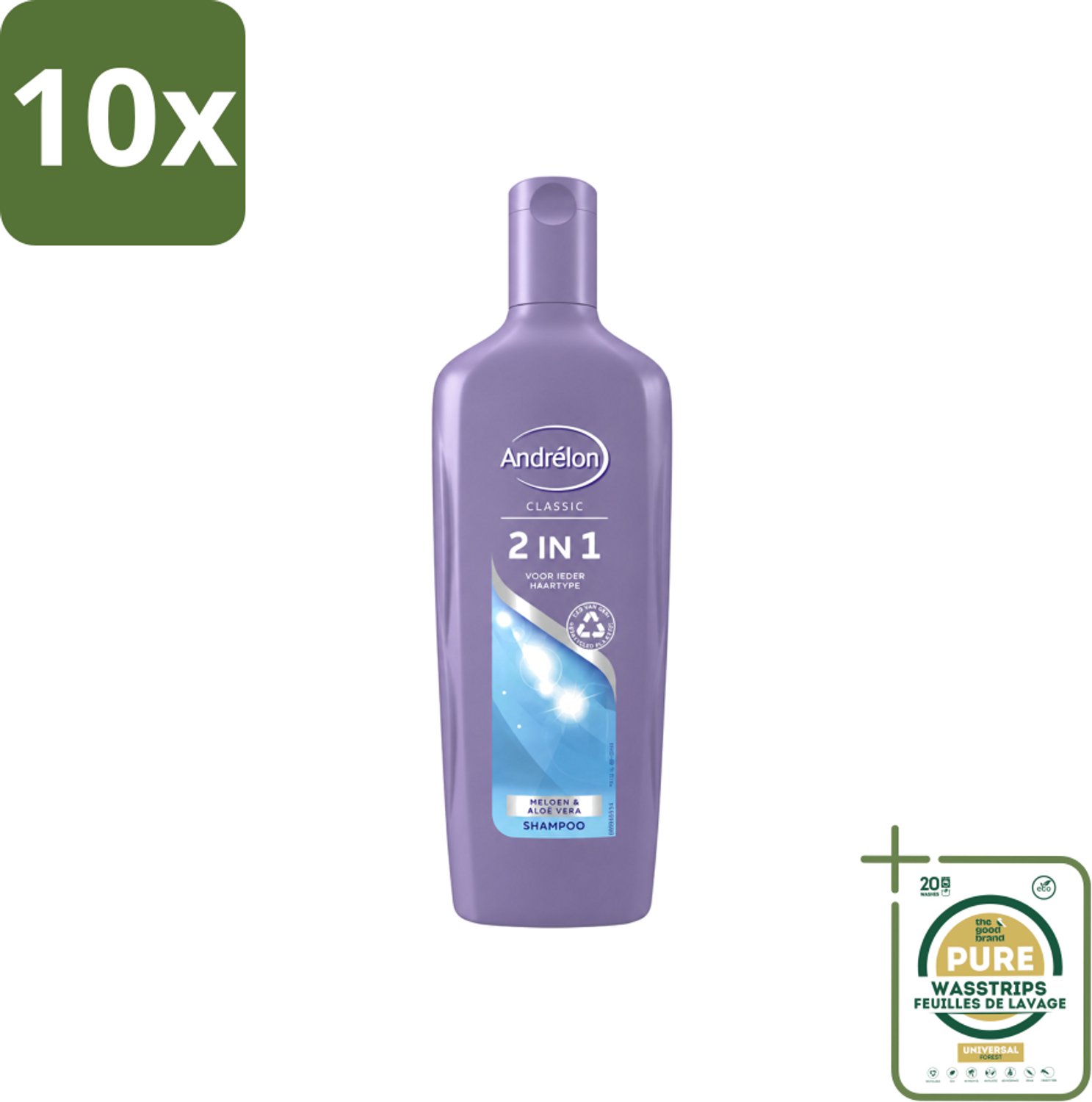 10 x Andrélon - 2-in-1 - Shampoo - Voor Snel & Effectief Wassen - 300 ml - Wasstrips - 2-in-1 Shampoo Conditioner - Snel Wassen - Effectief Wassen - Haar Reinigen - Haar Verzorgen