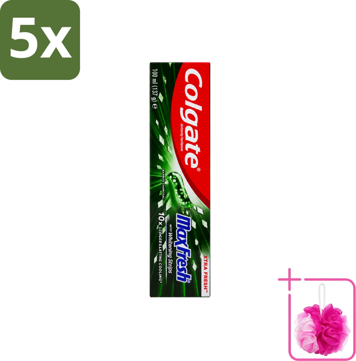 5 x Colgate – Tandpasta – MaxFresh Whitening Bamboo Charcoal – 100 ml - Bulkverpakking - Tandpasta - Douchemop - Witter maken