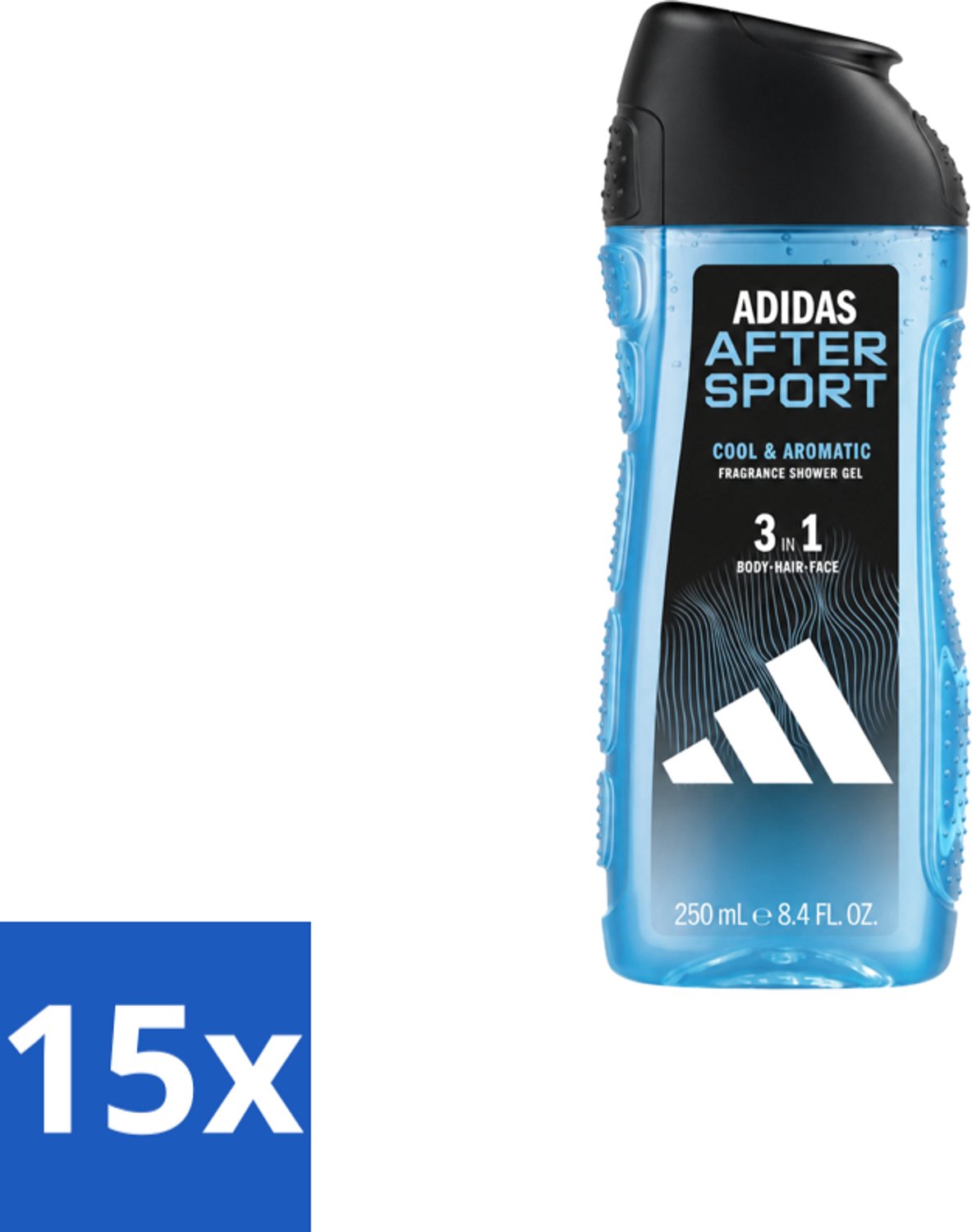 15 x Adidas – Douche & Shampoo – Men After Sport – 250 ml - Voordeelverpakking - 15 stuks