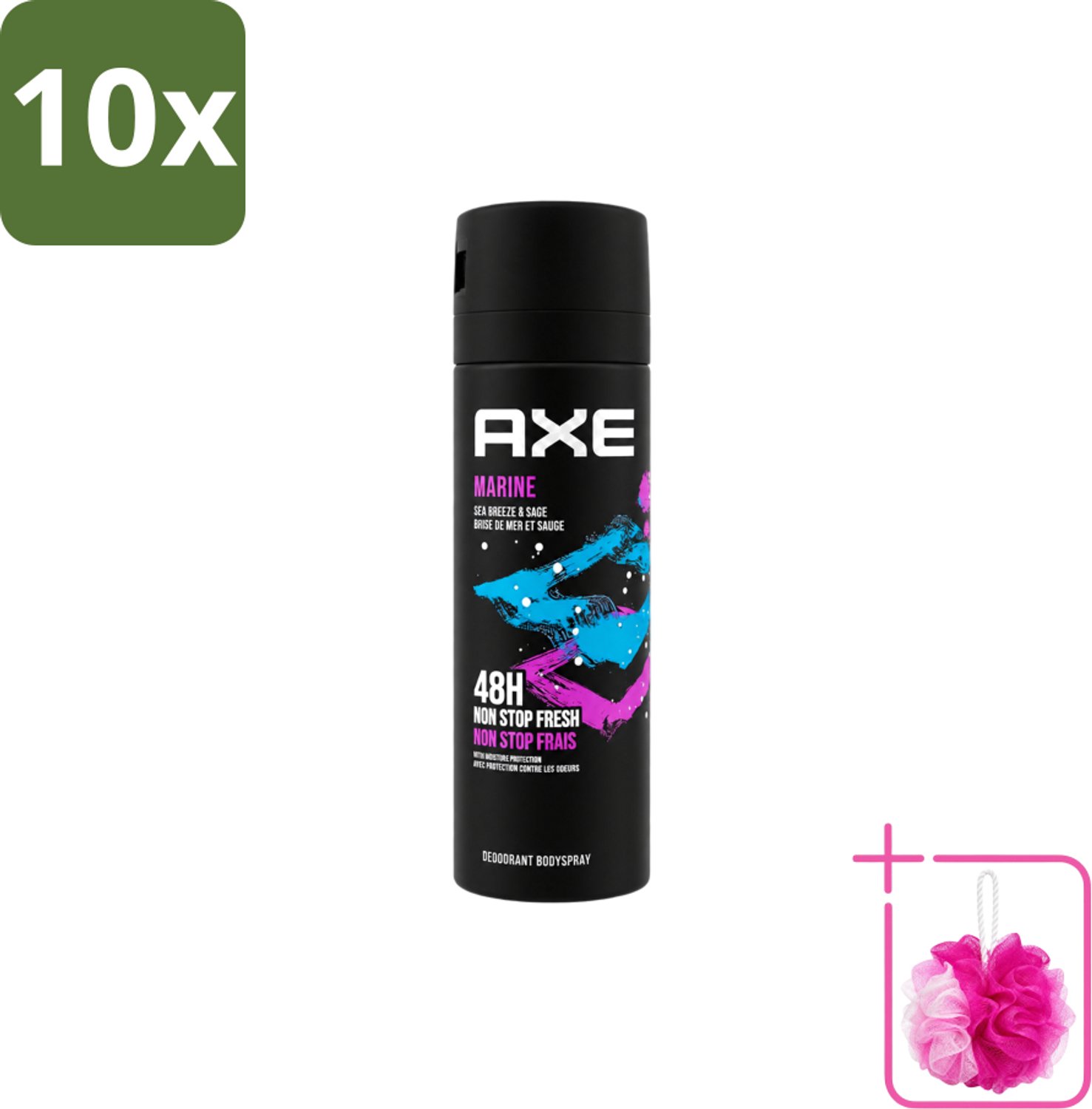 10 x Axe - Deodorant Bodyspray - 100% Fresh Fragrance - Marine - Sea Breeze & Sage - 150 ml - Bulkverpakking - Deodorant - Douchemop - Bodyspray