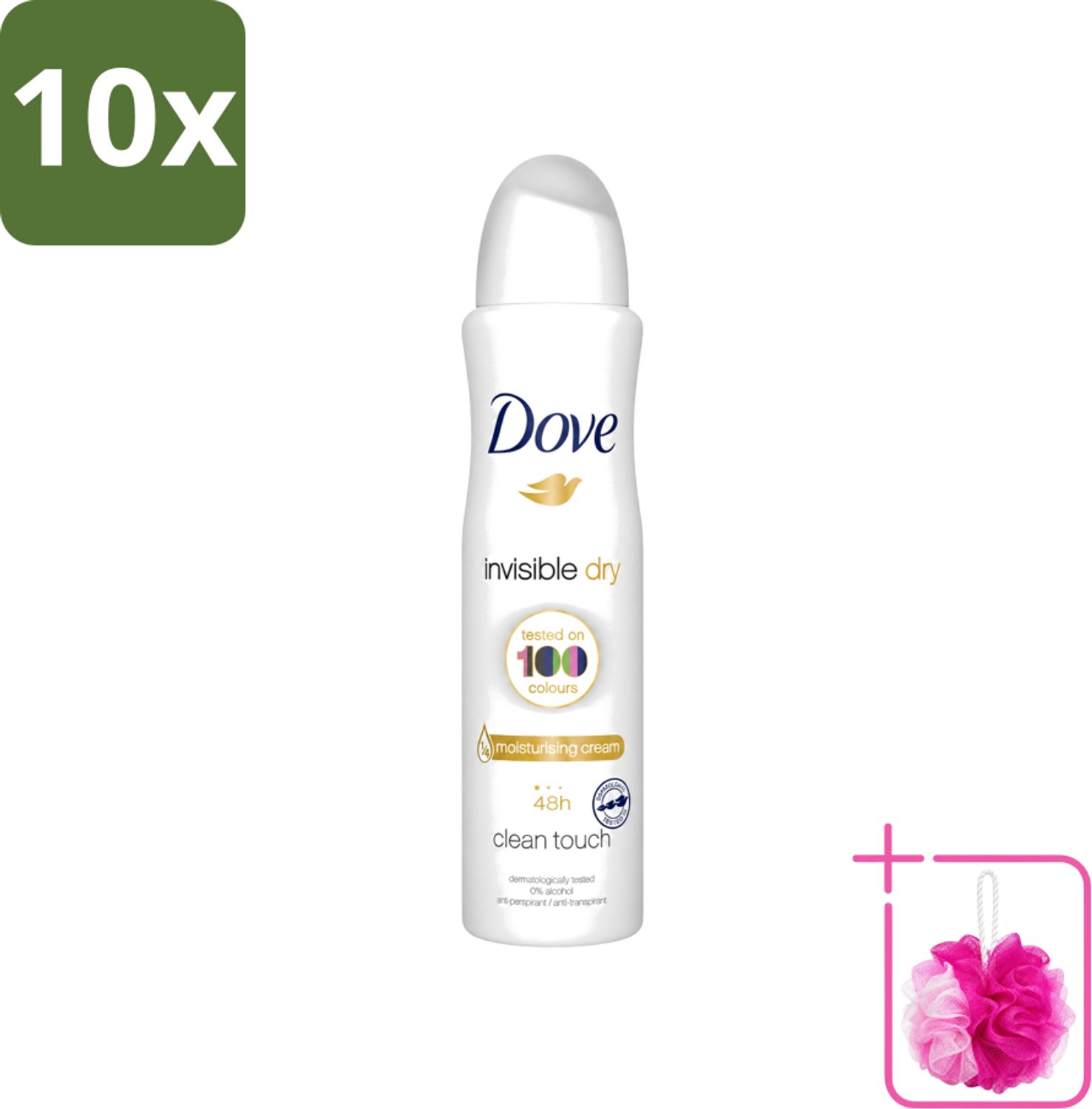 10 x Dove - Deodorant - Invisible Dry - Onzichtbare bescherming - 250 ml - Bulkverpakking - Onzezichtbare deodorant - Douchemop - Zweet en geur