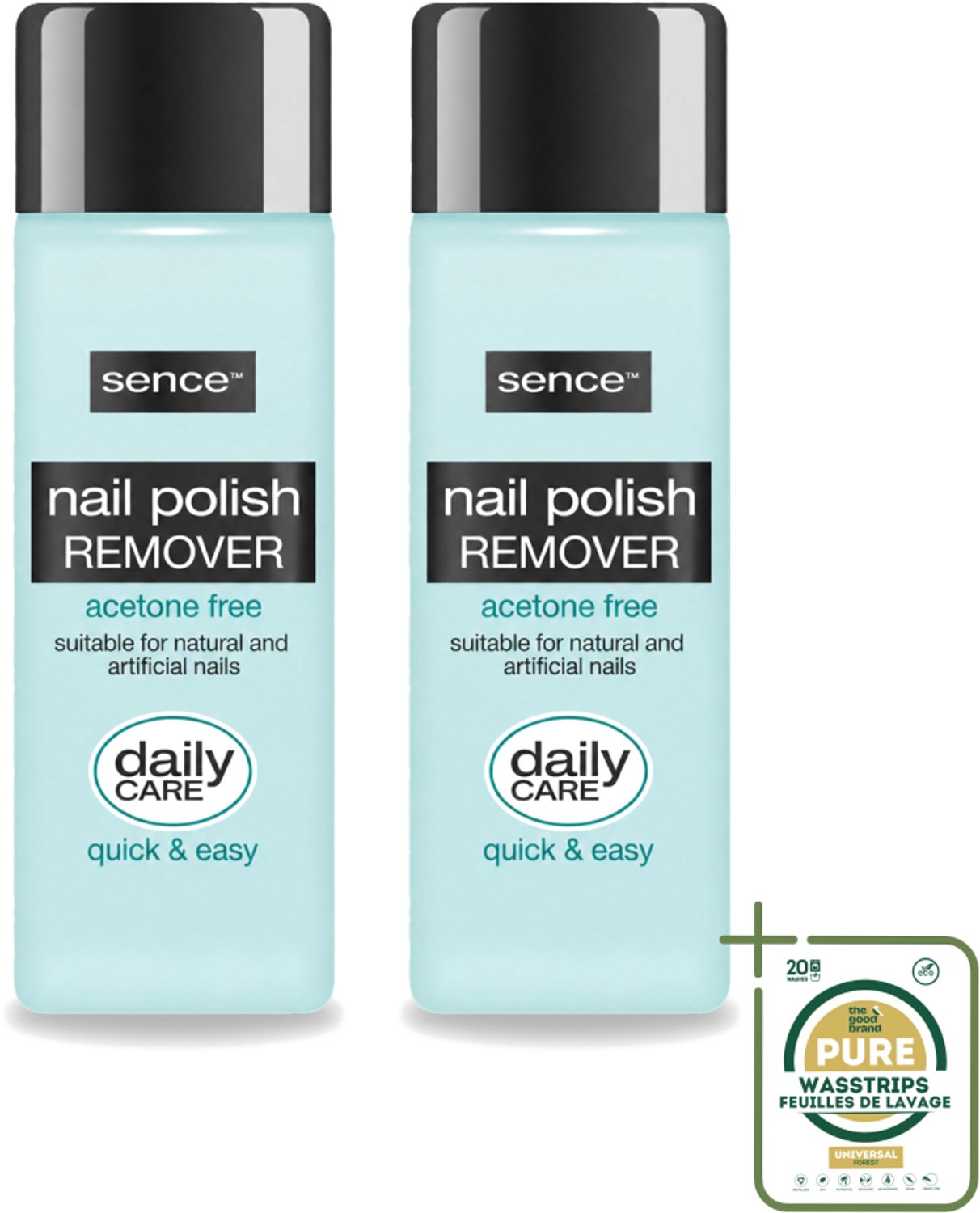 2 x Sence - Acetonvrij - Nagellakremover - Pompflacon - 175 ml - Wasstrips - Nagellakremover - Acetonvrije Nagellakremover - Pompflacon Nagellakremover - Milde Nagellakremover - Nagellak Verwijderen