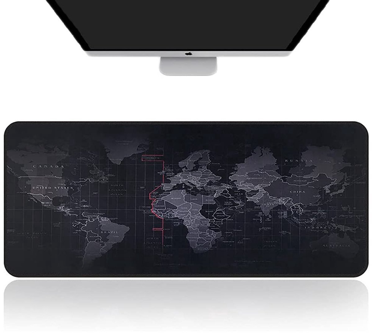 casalora - Professionele Bureau Onderlegger - Wereldkaart - Bureau Organizer - Bureaumat – Bureau Accessoires - Muismat - Anti - Slip - 90x40CM - Zwart