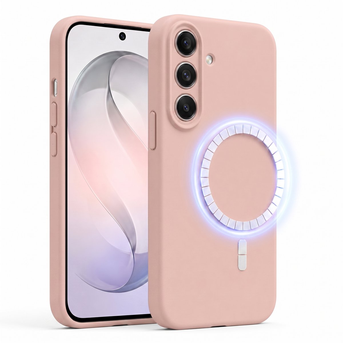 Hoesje geschikt voor Samsung Galaxy S26 - Hoesje geschikt voor Magsafe - Draadloos opladen - Gehard Glas - Oud Roze