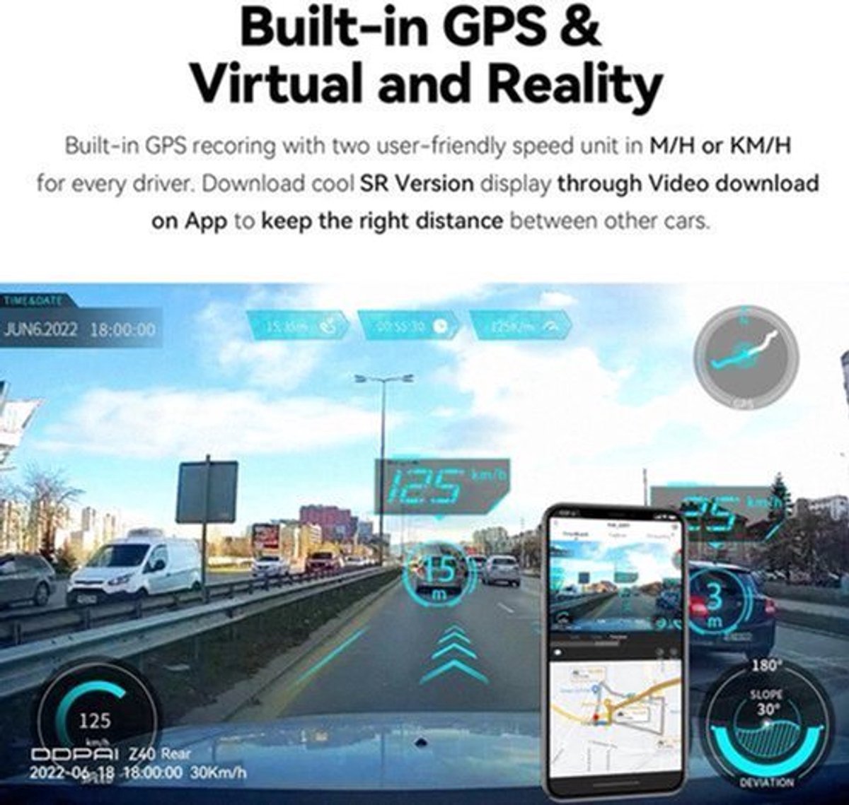 Dash Cam Dual Car Camera – 1944P HD – WiFi – Voor & Achter – 24H Parkeerbeveiliging – D²save Opslag – Zonder Geheugenkaart