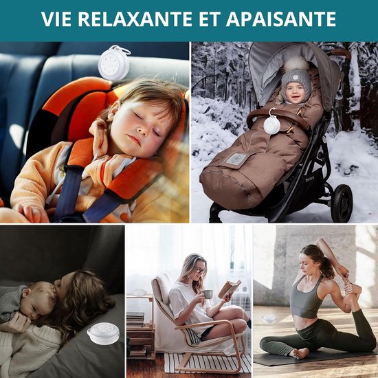 Draagbare Witruismachine voor Baby – 24 Kalmerende Geluiden – Instelbaar Nachtlampje – 2000mAh Oplaadbare Batterij – 30/60/90 min Timer – Geheugenfunctie – Slaapmachine voor Slaapkamer en Reizen — afbeelding 3