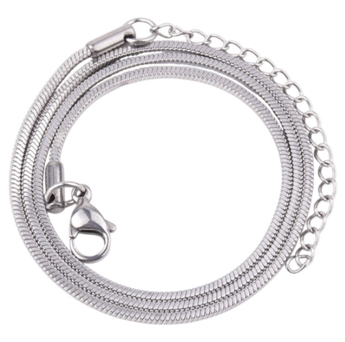 Fako Bijoux® - Ketting - Slang Schakel - Snake Chain - RVS - Stainless Steel - 1.2mm - 55cm - Zilverkleurig