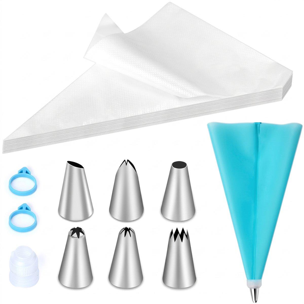 Somstyle Spuitzakken Set - 110-Delig - Garneerzakken met 6 Spuitmondjes - Taartdecoratie Accessoires