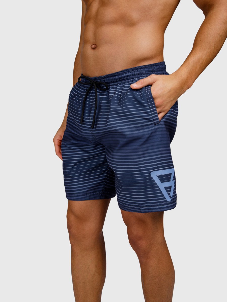Brunotti - Cester-Stripe - Zwembroek Indigo Blue - Heren - 100% Recycled - 4-Way Stretch - Sneldrogend - L