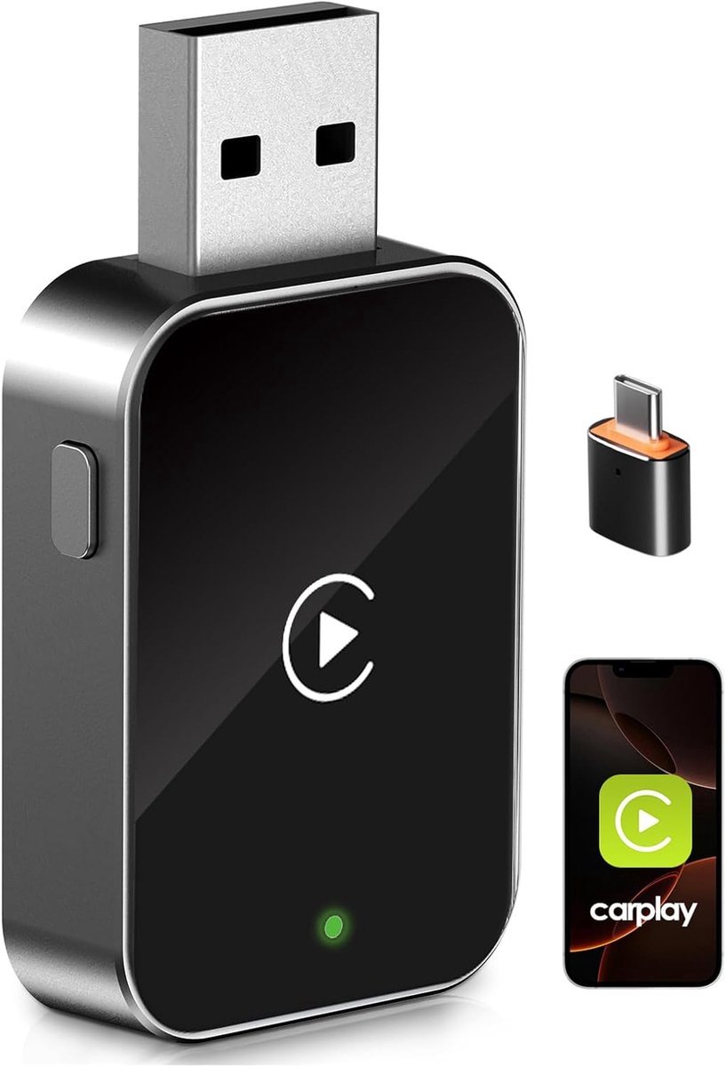 Draadloze CarPlay-adapter - PARPAT Draadloze omzetting via USB/Type-C - Compatibel met iPhone - Stabiele verbinding- Geen vertraging- Voor voertuigen met bedrade CarPlay