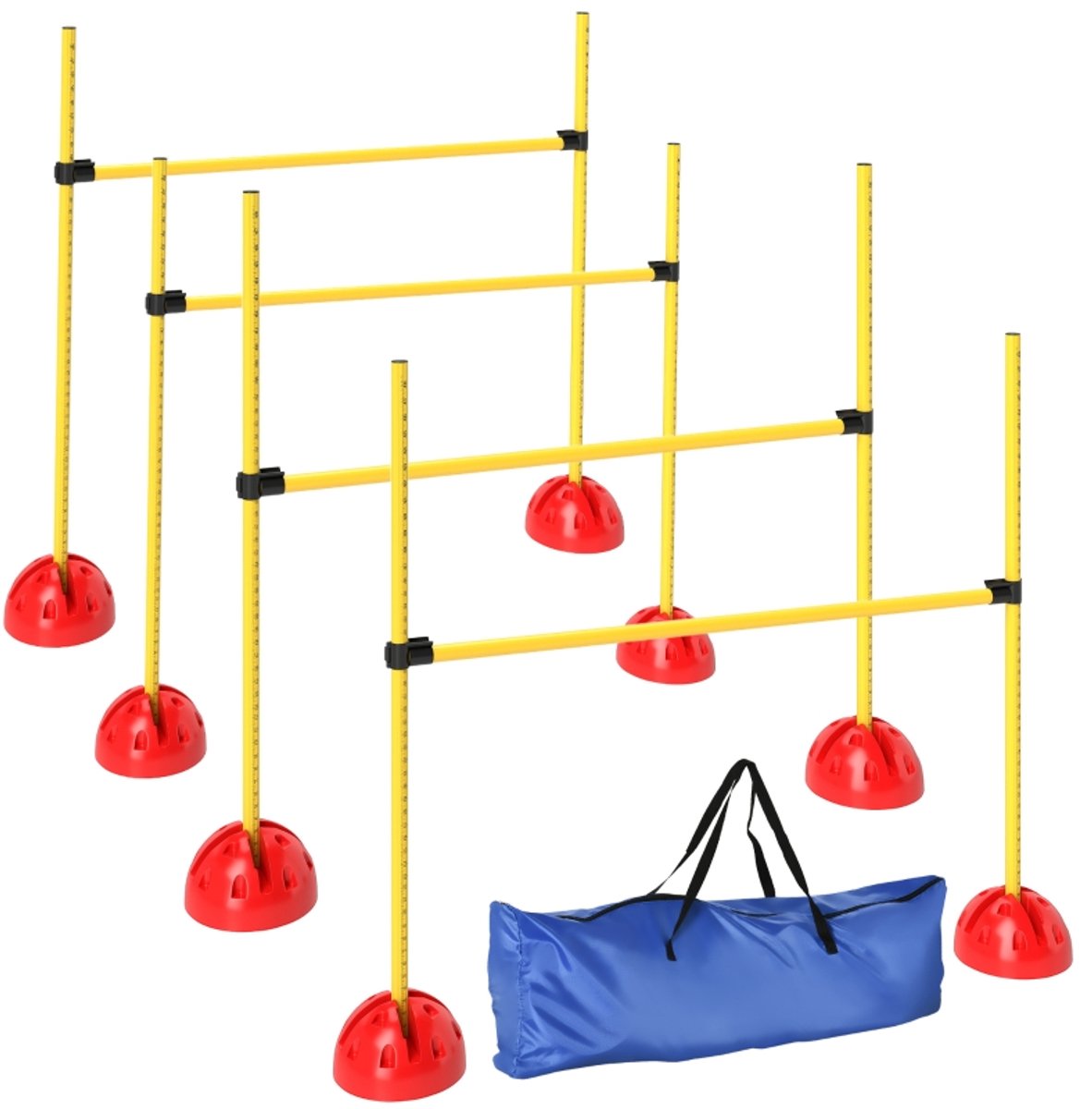 Behendigheidstrainingsset 124x19,5x103 cm Geel Kunststof Trainingsapparatuur voor huisdieren Met opbergtas Stevig en duurzaam Makkelijk te verplaatsen Geschikt voor springtraining van honden