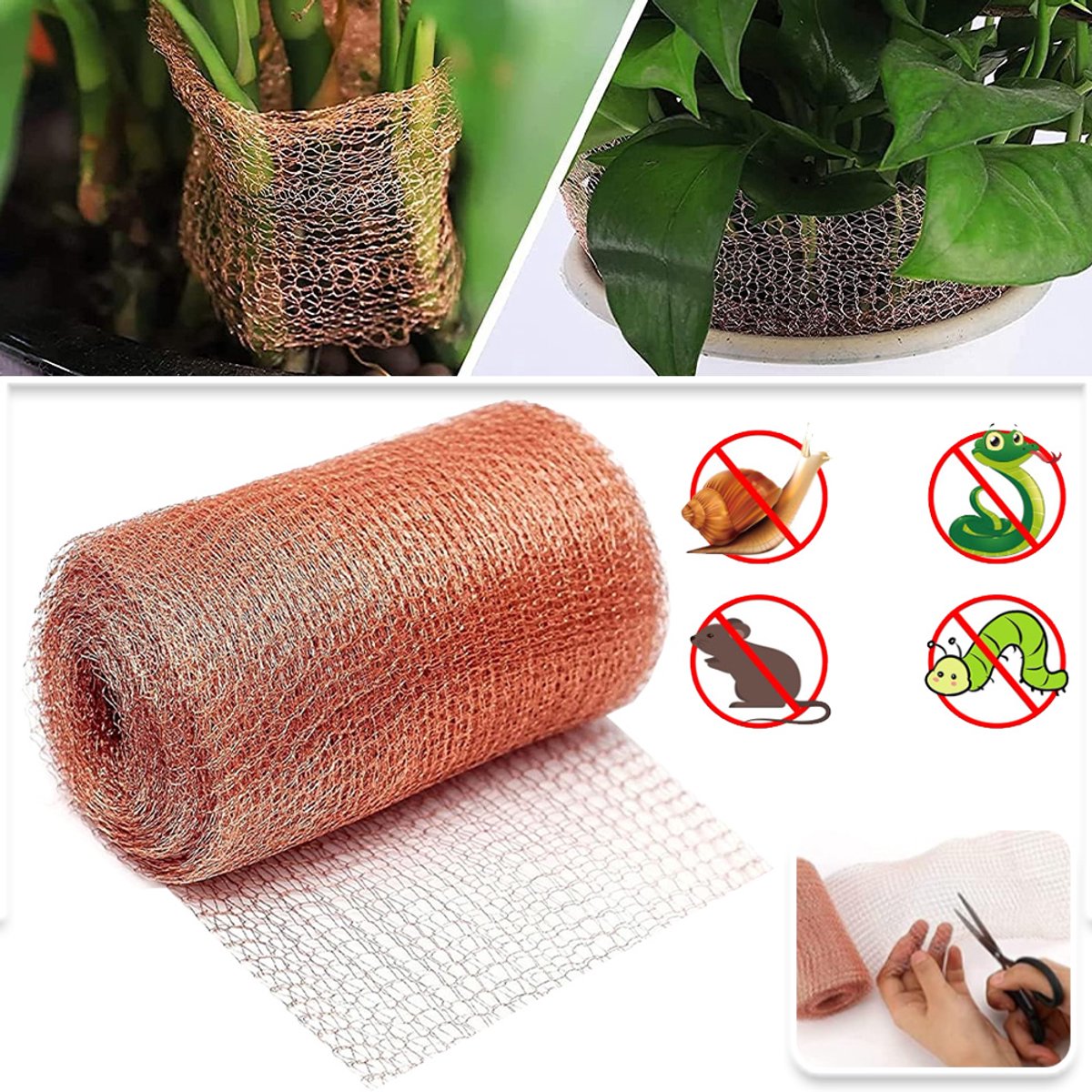 Rol Van Puur Kopergaas 12,7 cm x 6 m - Slakken- En Muizenwerend Niet-Giftig Flexibel Roestvrij - Dicht Gaten Kieren En Openingen Af ​​- Veilig Voor Gezin En Huisdieren