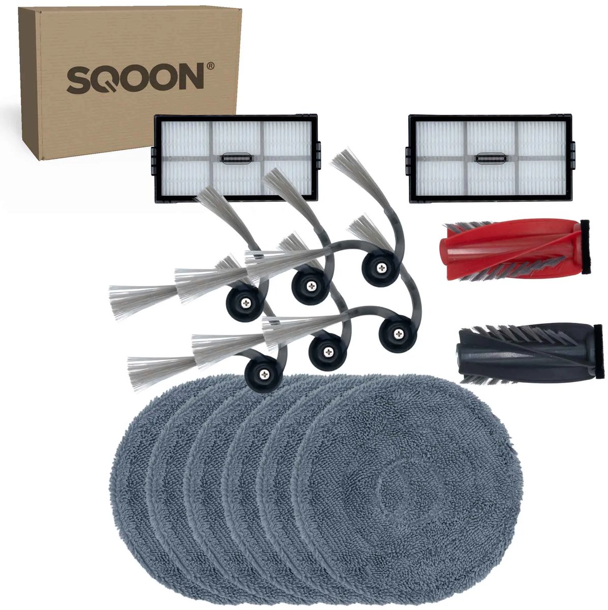 SQOON® vervangingsset geschikt voor Roborock Saros 10R - 15-delige onderhoudskit voor robotstofzuigeronderhoud