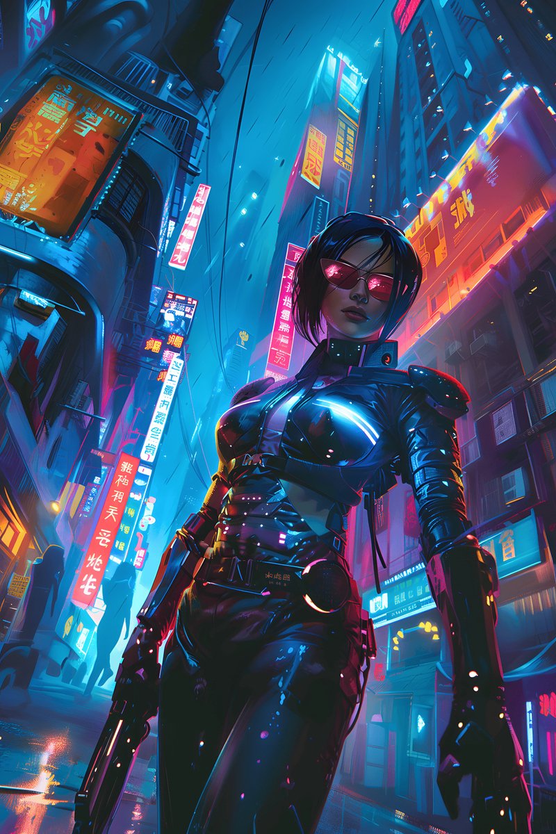 Cyberpunk Poster - Stads - Futuristische - Cyberpunk - Stadsgezicht - Digitale - posters - formaat 70x100cm - Wanddecoratie - L2359MT