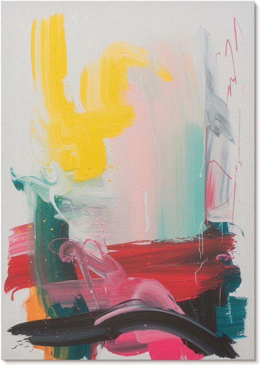 Tulup Polycanvas Poster - Kleurrijke Abstractie, Schilderen - A4 - Geel Illustratie - Rechthoek - Decoratieve poster - Woonkamer, Slaapkamer, Kantoor - Expressief