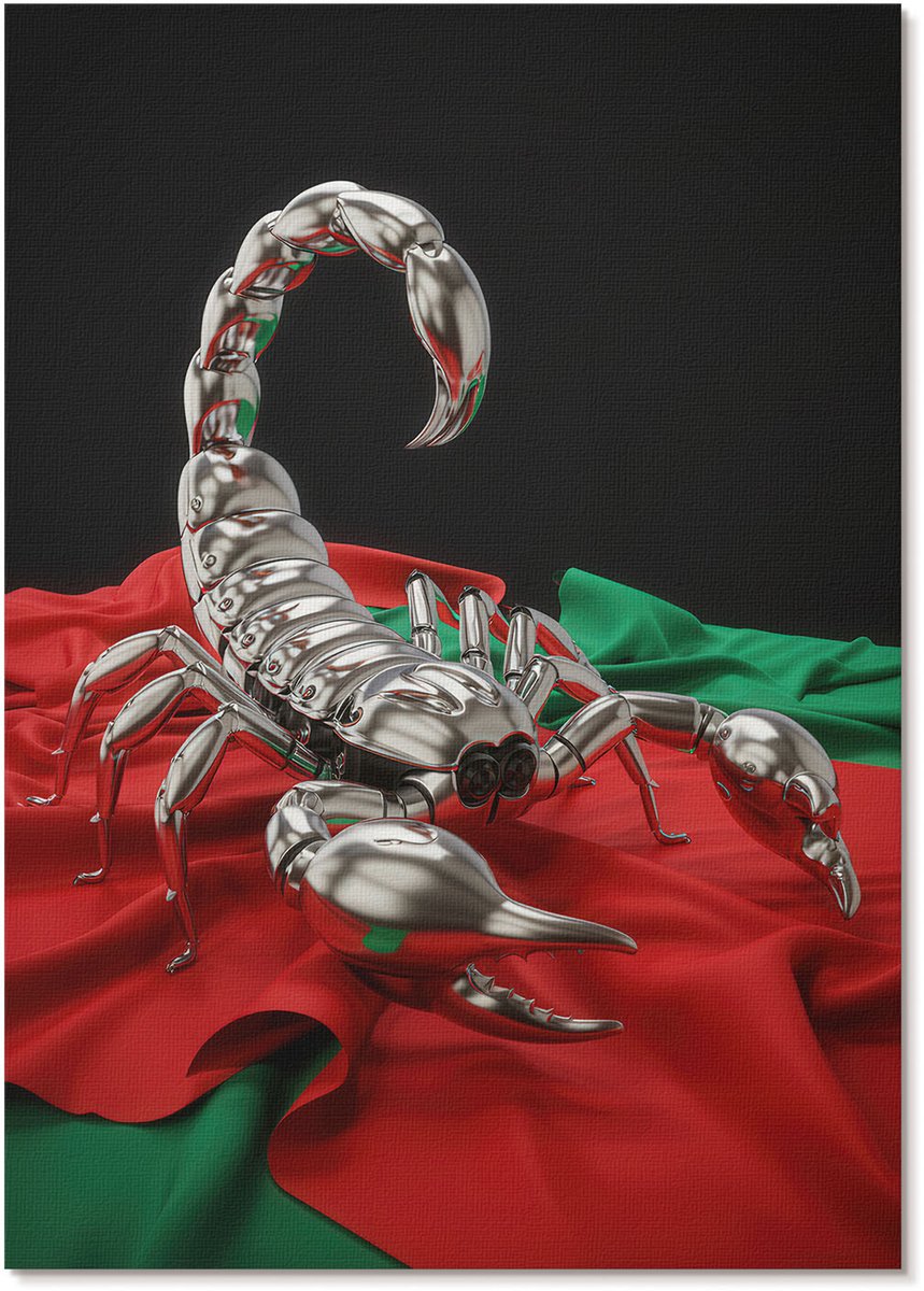 Tulup Polycanvas Poster - Mechanische Schorpioen, Illustratie - A4 - Grijs Wanddecoratie - Rechthoek - Muurdecoratie - Woonkamer, Slaapkamer, Kantoor - Modern