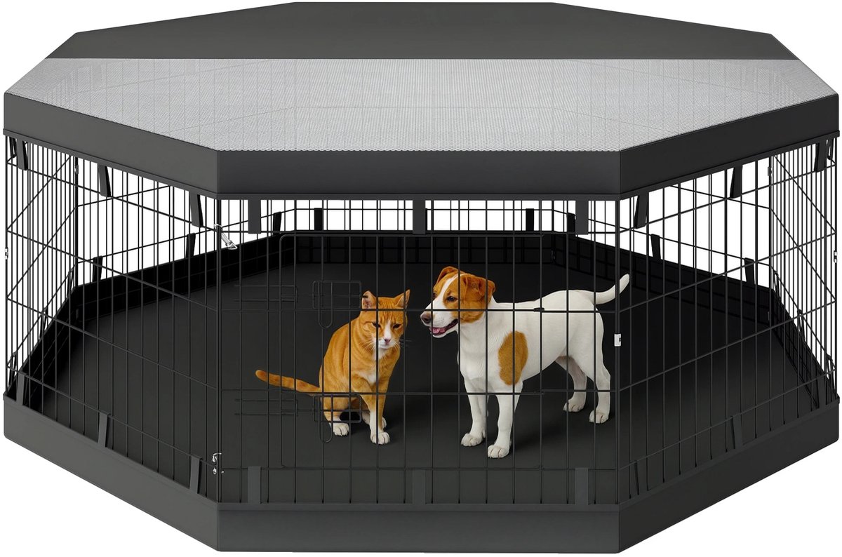 Veya Hondenren - Puppyren - Waterdichte bodem - Bovenafdekking - Dubbele deursluiting - Opvouwbaar - 61 cm hoog - Diameter 159 cm
