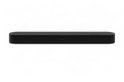 Zwarte Sonos soundbar met afgeronde hoeken en het Sonos logo in het midden.