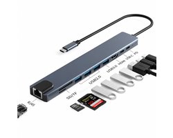 RAYOFI USB C Hub - 10 in 1 Hub - Docking Station Laptop - 1x HDMI - 1x Ethernet - 1x USB-C - 100W PD Charging - 4x USB-A - SD/TF Kaartlezer - Type-C ingangskabel - USB Splitter - Geschikt voor Macbook Pro / Air / Windows
