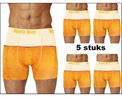 5 stuks Boxershort Bjorn bier mt.M - ondergoed boxershort thema feest festival Bjorn Bier bierfeest apres ski