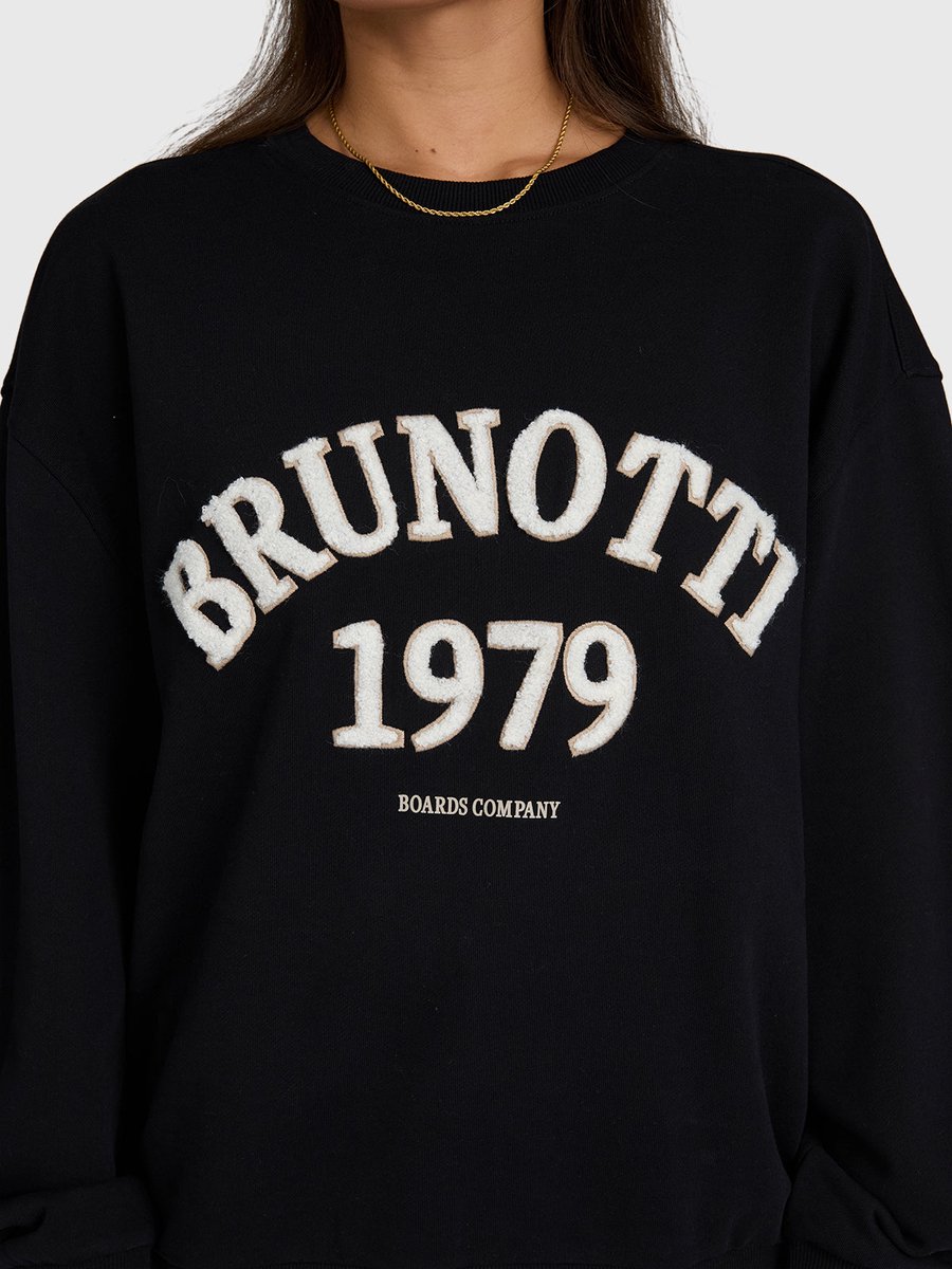 Brunotti Tamea Sweater Dames – Trui Crewneck Loose fit Rib Details XXL Zwart