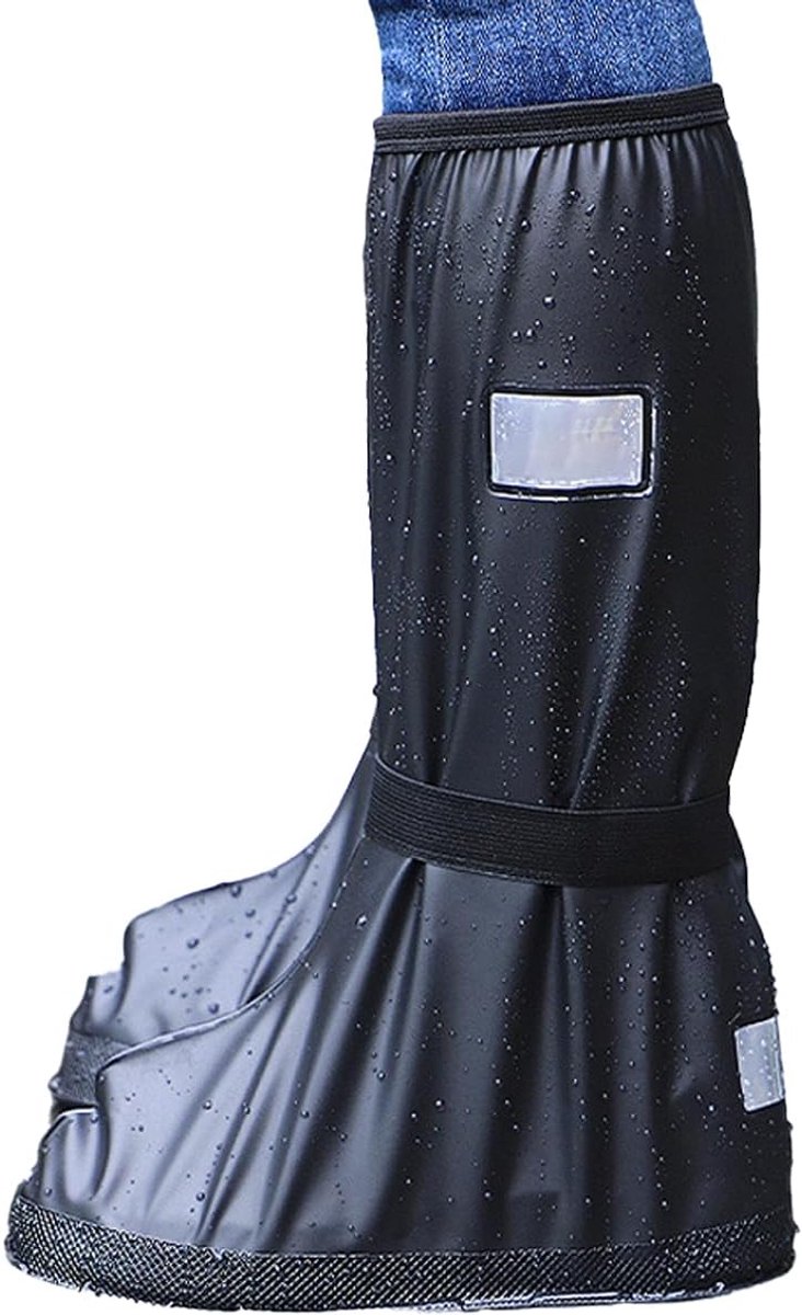 Waterdichte regenlaarzenhoezen (met reflecterende veiligheidsstrips)-S(35-36),Zwart