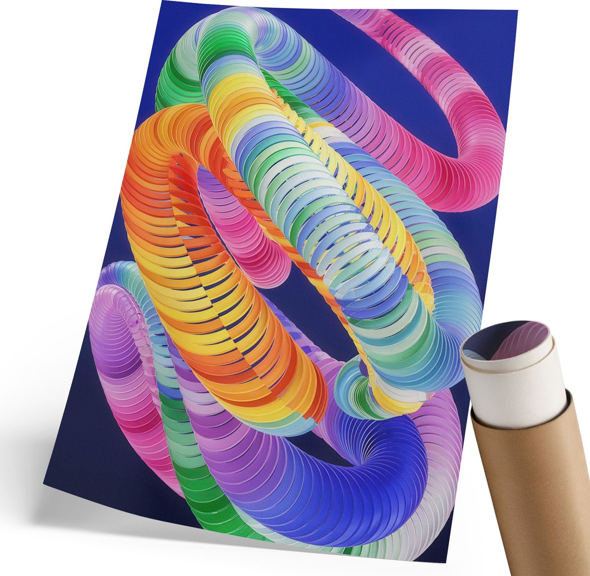 Coloray Canvas Poster Polycanvas - Kleurrijke Abstractie, Schilderen - 210 x 297 mm - Blauw Decoratie - Rechthoek - Decoratieve poster - Woonkamer, Slaapkamer, Kantoor - Modern