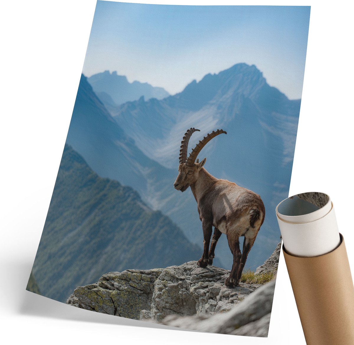 Coloray Polycanvas Poster - Ruimtesteen, Groente - 210 x 297 mm - Blauw Wandposter - Rechthoek - Muurdecoratie - Woonkamer - Modern