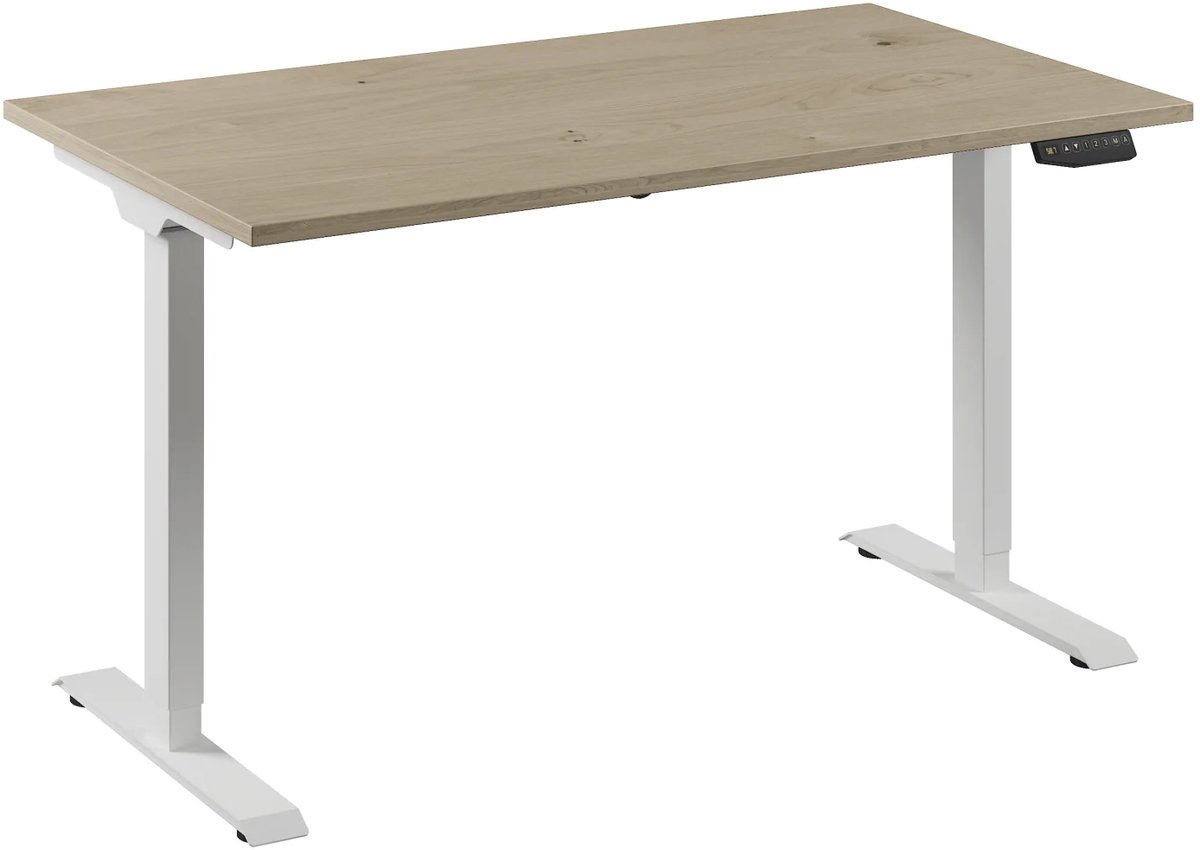 Bureau Adjust 1 Plus QA 140x80 Wit/Eiken wit