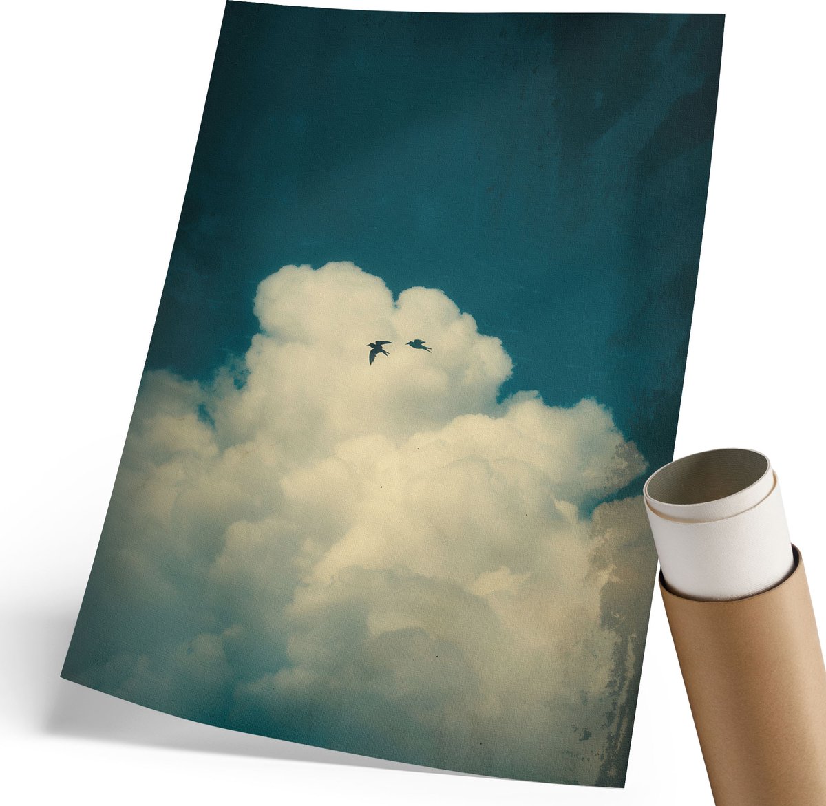 Coloray Polycanvas Poster - Hemelse Wolken, Fotografie - 210 x 297 mm - Turkoois Design - Rechthoek - Kunstposter - Woonkamer, Slaapkamer, Kantoor - Modern