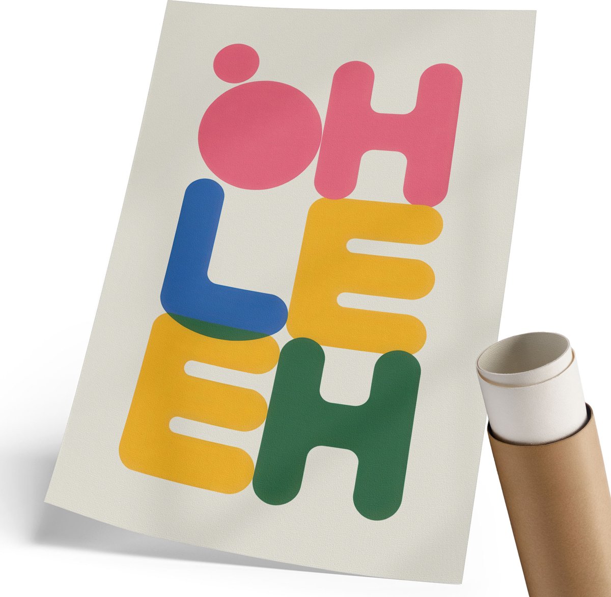 Coloray Polycanvas Wandposter - Typografische Compositie, Typografie - 210 x 297 mm - Roze Motief - Rechthoek - Canvasposter - Woonkamer, Slaapkamer, Kantoor - Modern