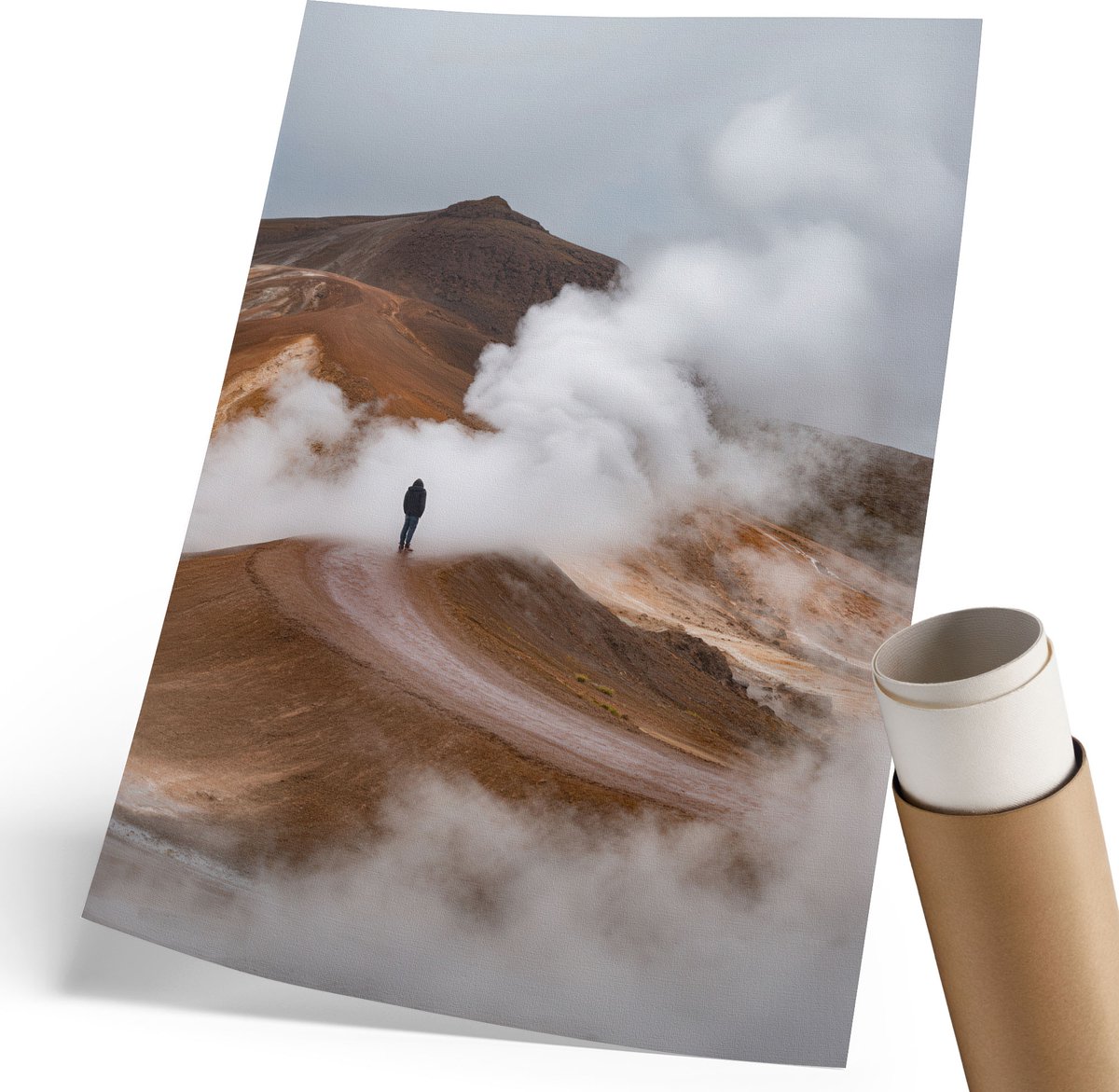 Coloray Polycanvas Poster - Bergen In De Wolken, Fotografie - 210 x 297 mm - Bruin Design - Rechthoek - Wandkunst - Woonkamer, Slaapkamer, Kantoor - Modern