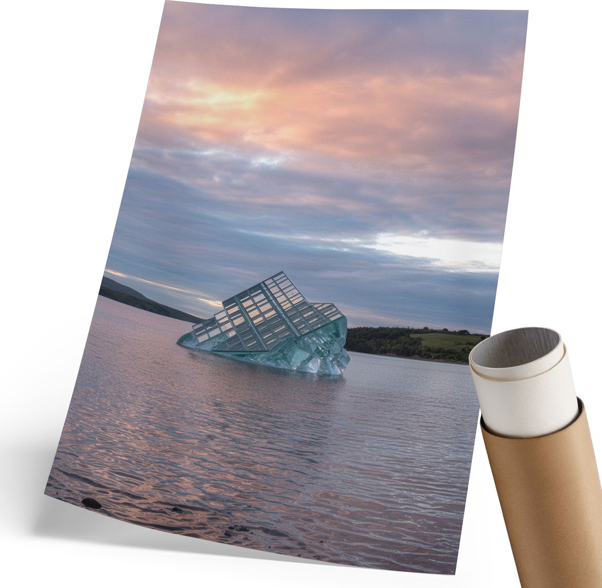 Coloray Polycanvas Wandposter - Ijssculptuur, Fotografie - 210 x 297 mm - Blauw Wanddecoratie - Rechthoek - Interieurdecoratie - Woonkamer, Slaapkamer, Kantoor - Modern