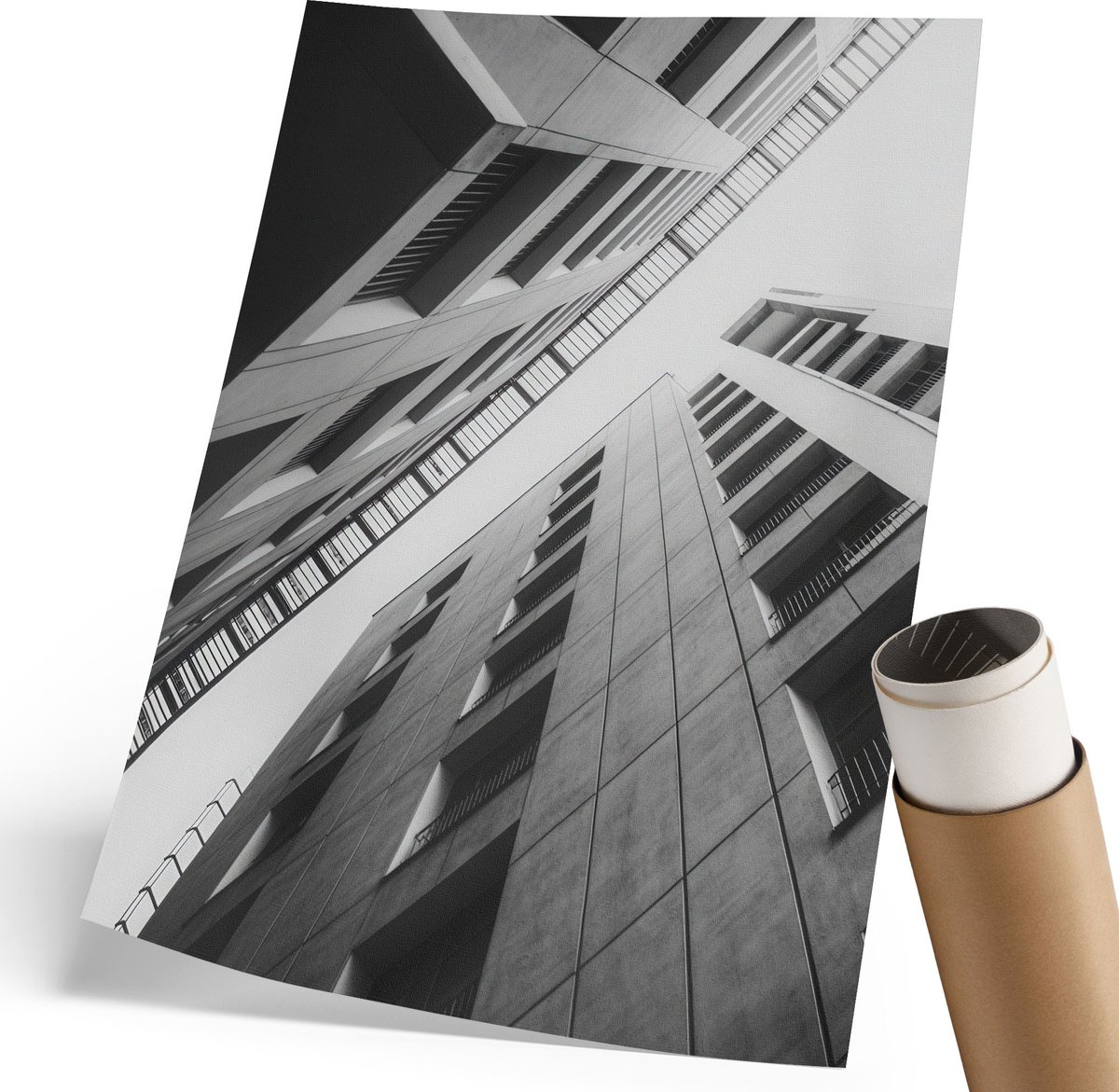 Coloray Polycanvas Poster - Stadsgebouwen, Fotografie - 210 x 297 mm - Zwart-wit Motief - Rechthoek - Decoratieve poster - Woonkamer, Slaapkamer, Kantoor - Industrieel