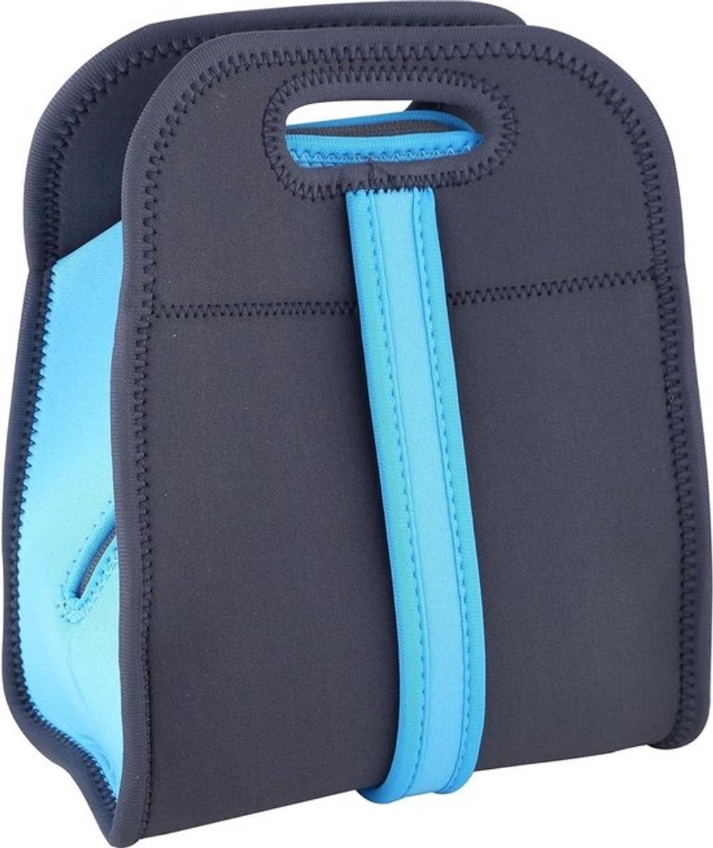 Lunchtas Neopreen - Koeltas Tas - Lunch Meenemen - Waterdicht Materiaal - 22.5 x 14 x 27 cm - Blauw Grijs