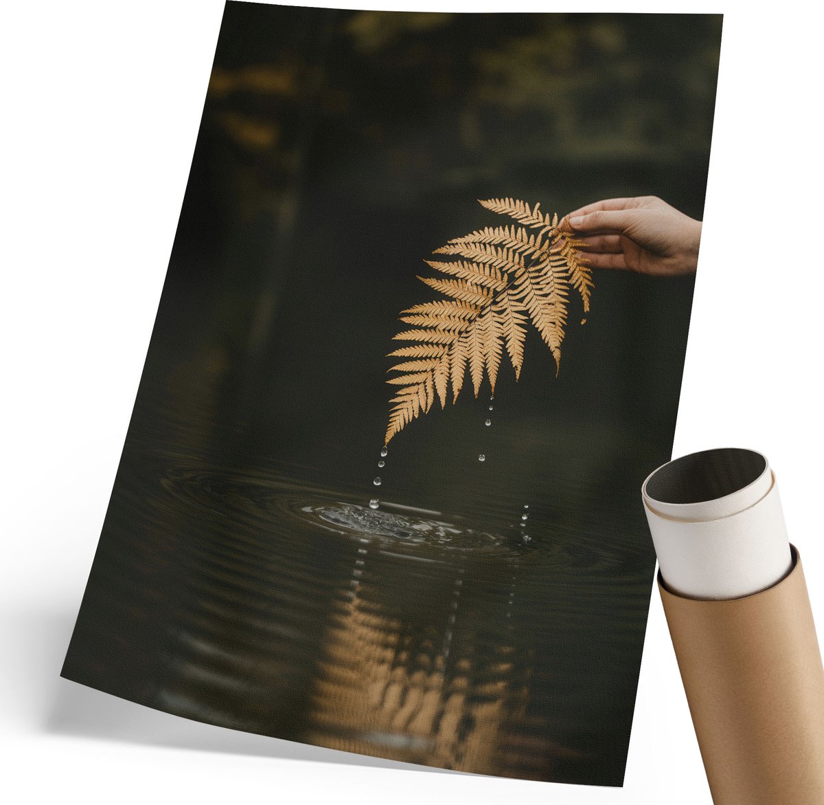 Wallfluent Polycanvas Poster - Neonlelie, Illustratie - 297 x 420 mm - Blauw Wandposter - Rechthoek - Muurdecoratie - Woonkamer, Slaapkamer, Kantoor - Modern