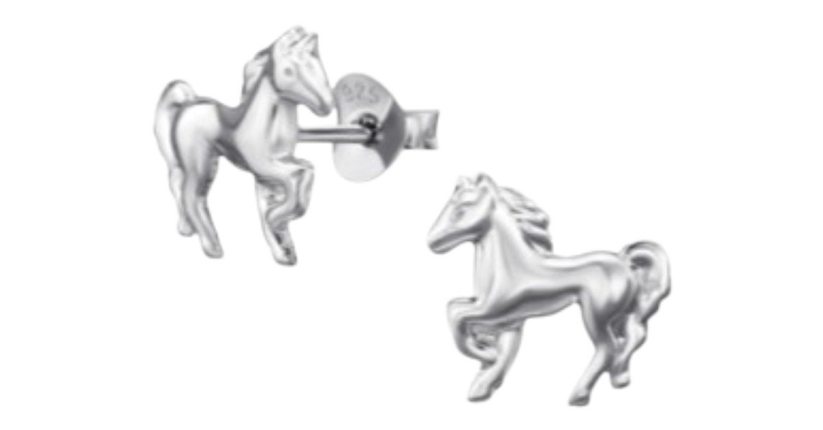 Prachtige zilveren paarden oorbellen oorstekers