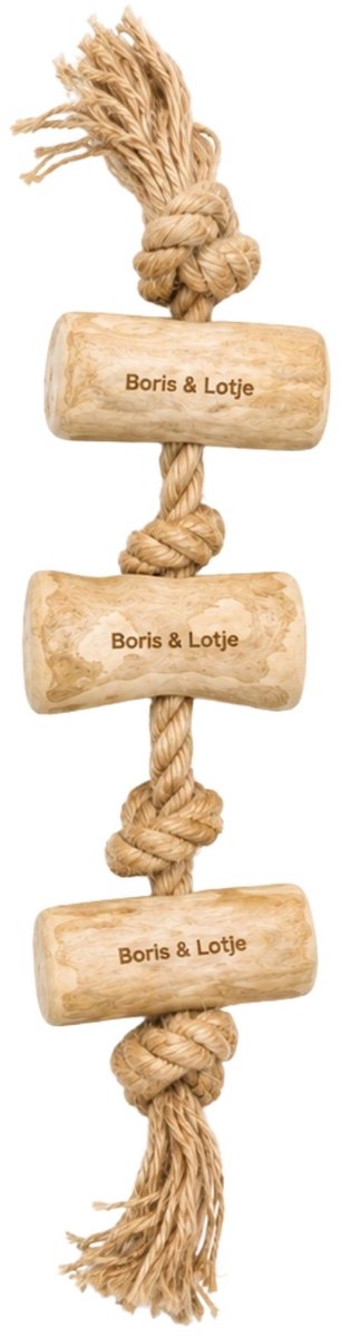 Boris & Lotje Henneptrektouw met 3 koffieboomwortels S - Kauwspeelgoed voor honden - Trekspeelgoed hond met koffieboomwortel