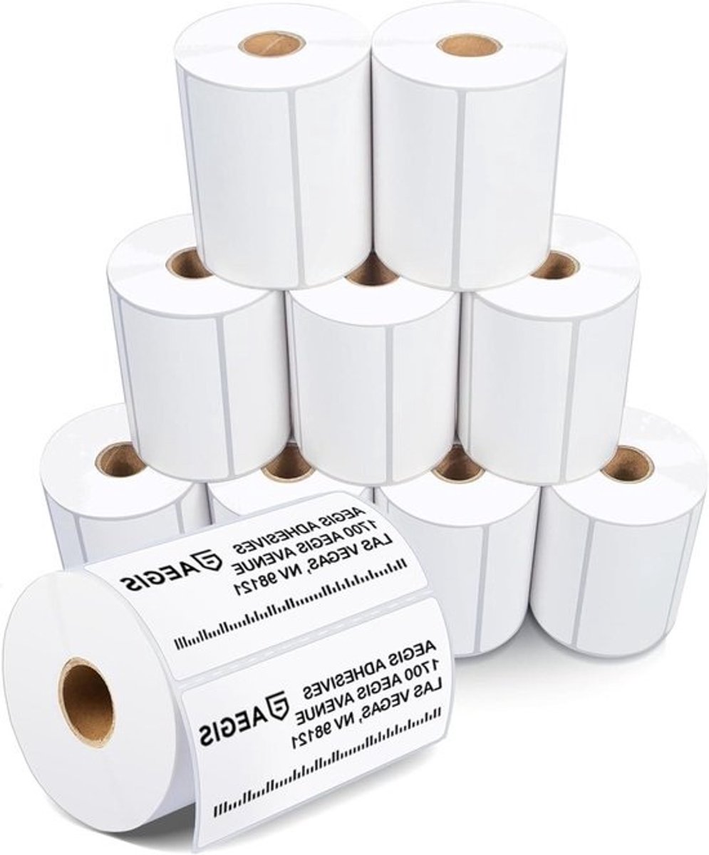 Directe Thermische Etiketten - Verzendetiketten Printeretiketten - Verzenden en Archiveren - Perforatie tussen labels - 10x6.5 cm - Wit